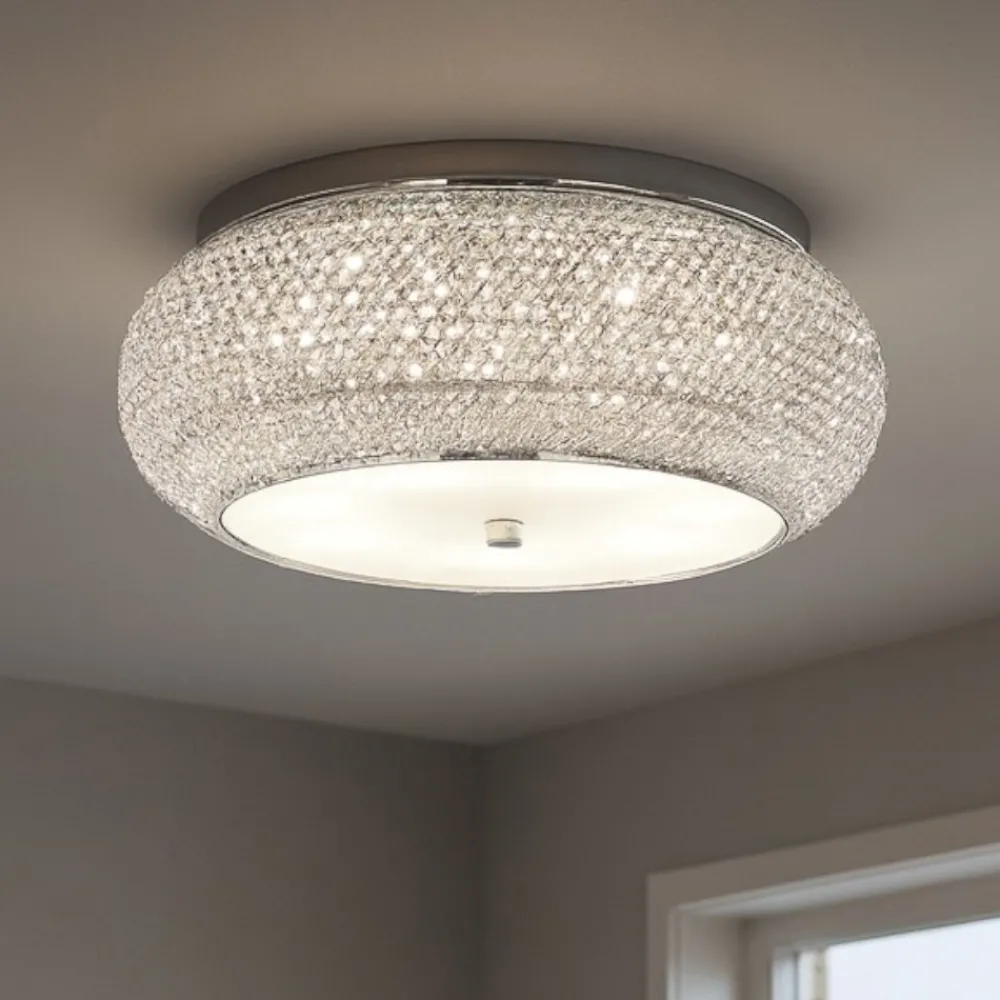 Plafoniere Moderne-Ideal Lux Pasha' pl10 plafoniera per camera da letto cristallo 55cm