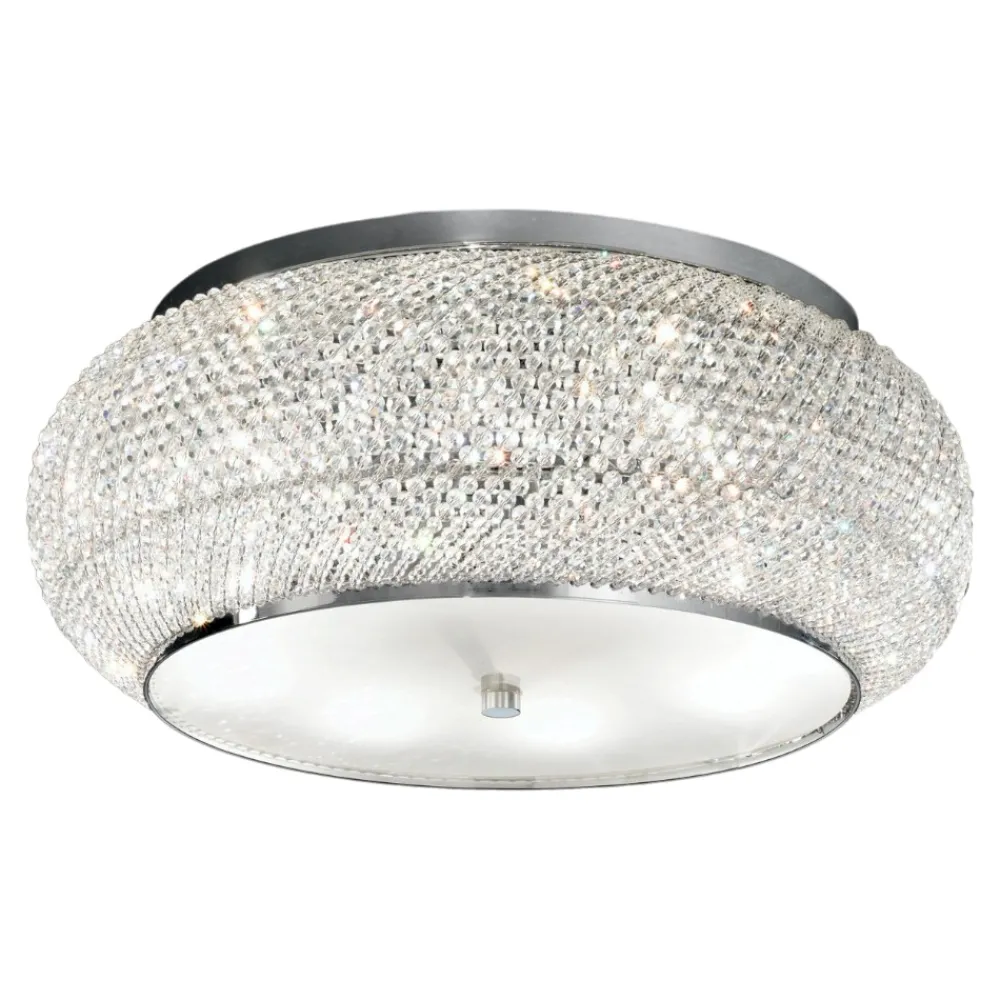 Plafoniere Moderne-Ideal Lux Pasha' pl10 plafoniera per camera da letto cristallo 55cm