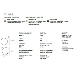 Applique Da Parete-Vivida International Pearl vivida applique led 4w 3000k oro rosa vetro bianco