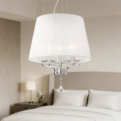 Lampadario Camera Da Letto-Ideal Lux Pegaso sp3 lampadario di cristallo paralume di tessuto
