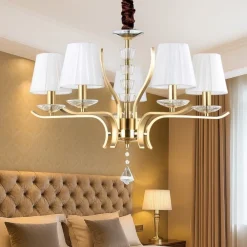 Lampadario Camera Da Letto-Ideal Lux Pegaso sp5 lapadario dorato ottone