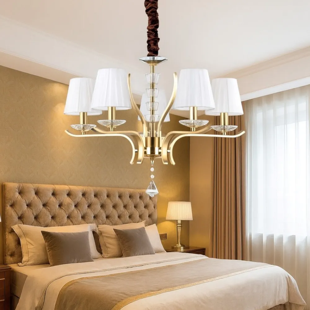 Lampadario Camera Da Letto-Ideal Lux Pegaso sp5 lapadario dorato ottone