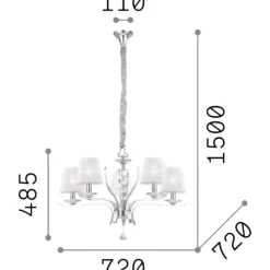 Lampadario Camera Da Letto-Ideal Lux Pegaso sp5 lapadario dorato ottone