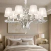 Lampadari Moderni-Ideal Lux Pegaso sp8 lampadario per camera da letto 8 bracci con paralumi in organza