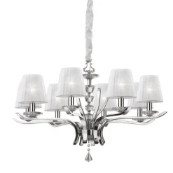 Lampadari Moderni-Ideal Lux Pegaso sp8 lampadario per camera da letto 8 bracci con paralumi in organza