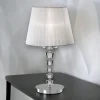 Lampade Da Tavolo-Ideal Lux Pegaso tl1 big lampada da tavolo contemporanea cristallo paralume organza