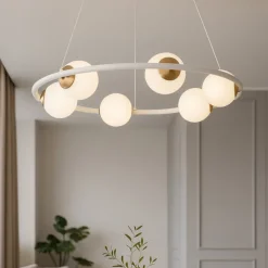 Lampadari Moderni-Perenz Illuminazione Perenz ball lampadario moderno bianco ottone per soggiorno