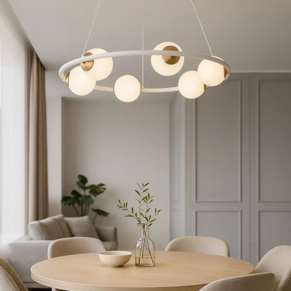 Lampadari Moderni-Perenz Illuminazione Perenz ball lampadario moderno bianco ottone per soggiorno