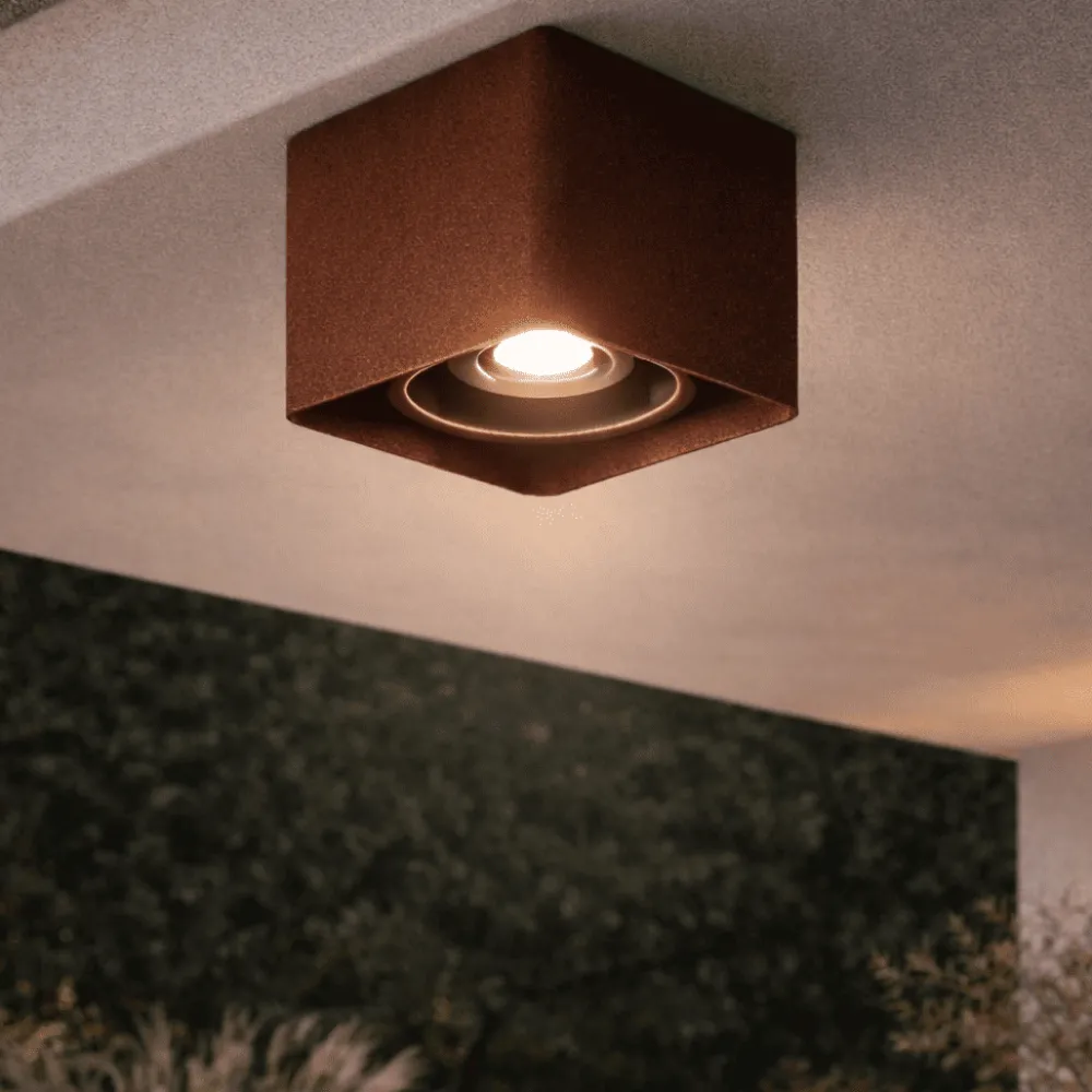Plafoniere Da Esterno-Perenz Illuminazione Perenz brick plafoniera da soffitto da esterno corten ip54 gu10