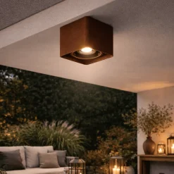 Plafoniere Da Esterno-Perenz Illuminazione Perenz brick plafoniera da soffitto da esterno corten ip54 gu10