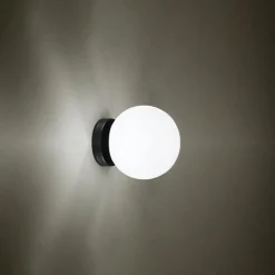 Applique Da Bagno-Perenz Illuminazione Perenz maga applique nera per bagno sfera vetro bianco