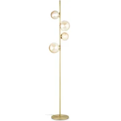 Lampade Da Terra-Ideal Lux Perlage pt4 lampada da terra sfere vetro ambra trasparente