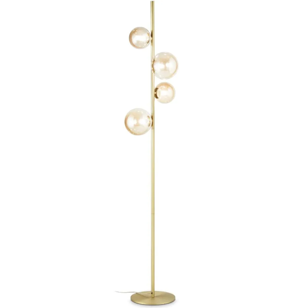 Lampade Da Terra-Ideal Lux Perlage pt4 lampada da terra sfere vetro ambra trasparente