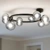 Plafoniere Moderne-Ideal Lux Perlage pl10 plafoniera nera con sfere fumè