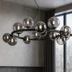 Lampadari Moderni-Ideal Lux Perlage sp14 lampadario nero per soggiorno moderno