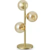 Lampade Da Tavolo-Ideal Lux Perlage tl3 lampada da tavolo 3 sfere vetro ambra