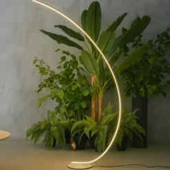 Lampade Da Terra-Gea Luce Piantana ad arco iole oro moderna led 30w 3000k dimmerabile