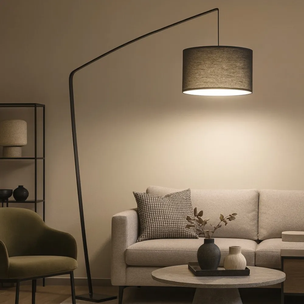 Lampade Da Terra-Perenz Illuminazione Piantana ad arco nera base di marmo zoe