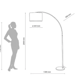 Lampade Da Terra-Selezionato da Mazzolaluce Piantana ad arco nera con paralume di lino beige