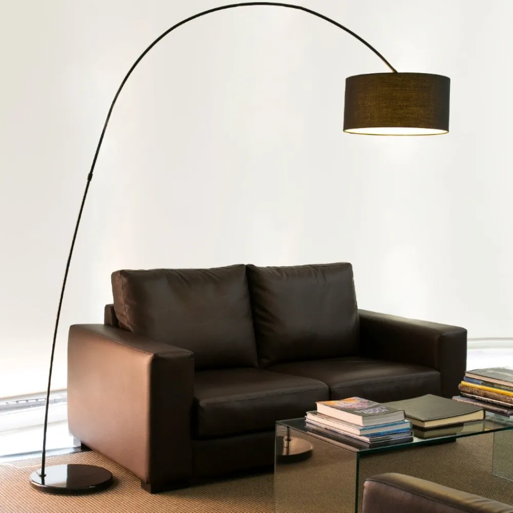 Lampade Da Terra-Selezionato da Mazzolaluce Piantana arco moderna nera diffusore rotondo