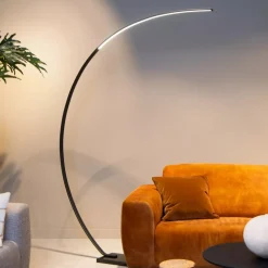 Lampade Da Terra-Selezionato da Mazzolaluce Piantana arco nera base marmo moderna led 2700k luce calda dimmerabile