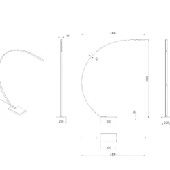 Lampade Da Terra-Selezionato da Mazzolaluce Piantana arco nera base marmo moderna led 2700k luce calda dimmerabile