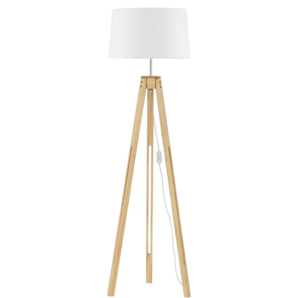 Lampade Da Terra-Selezionato da Mazzolaluce Piantana a tre piedi in legno naturale h145 cm