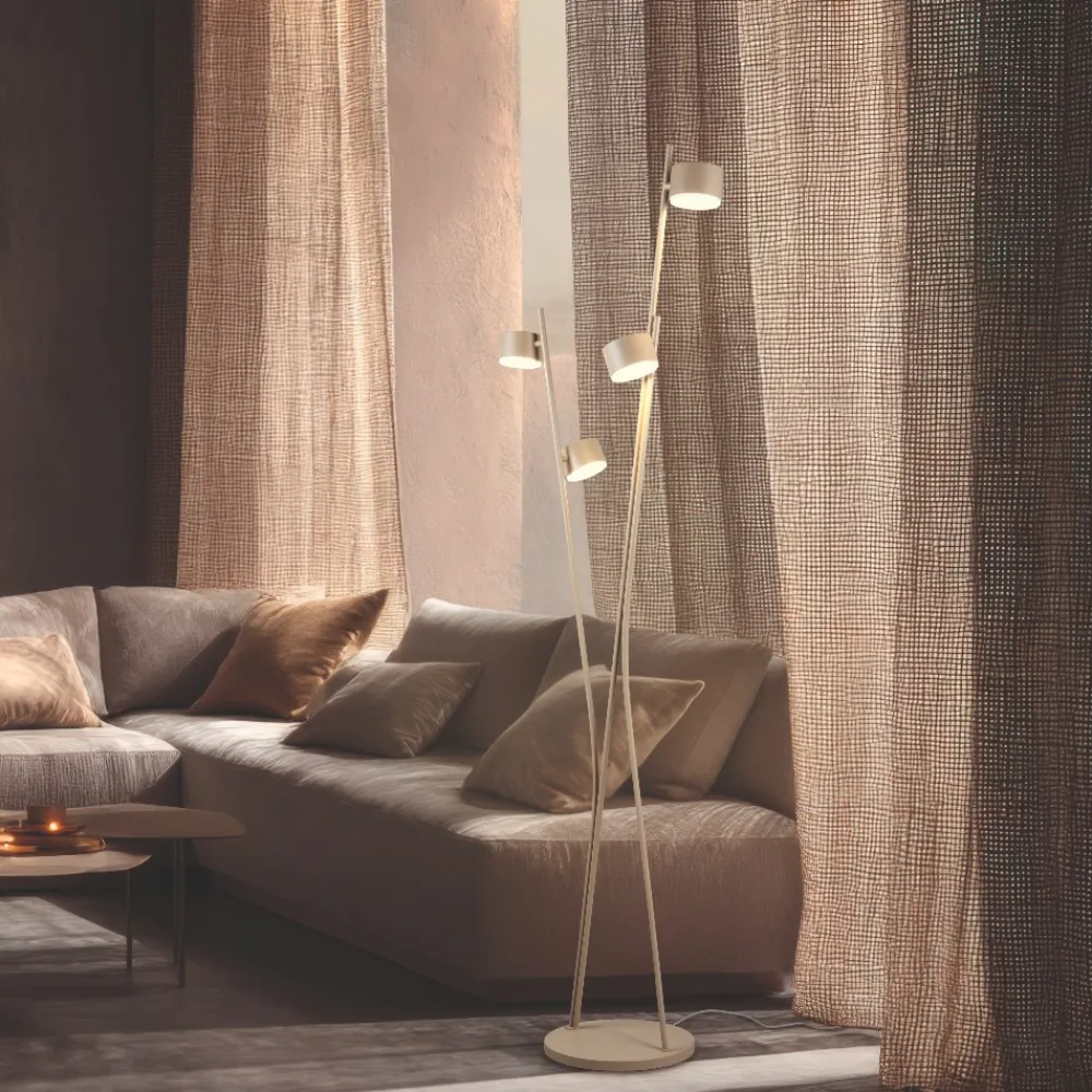 Lampade Da Terra-Selezionato da Mazzolaluce Piantana beige luci orientabili moderna per soggiorno