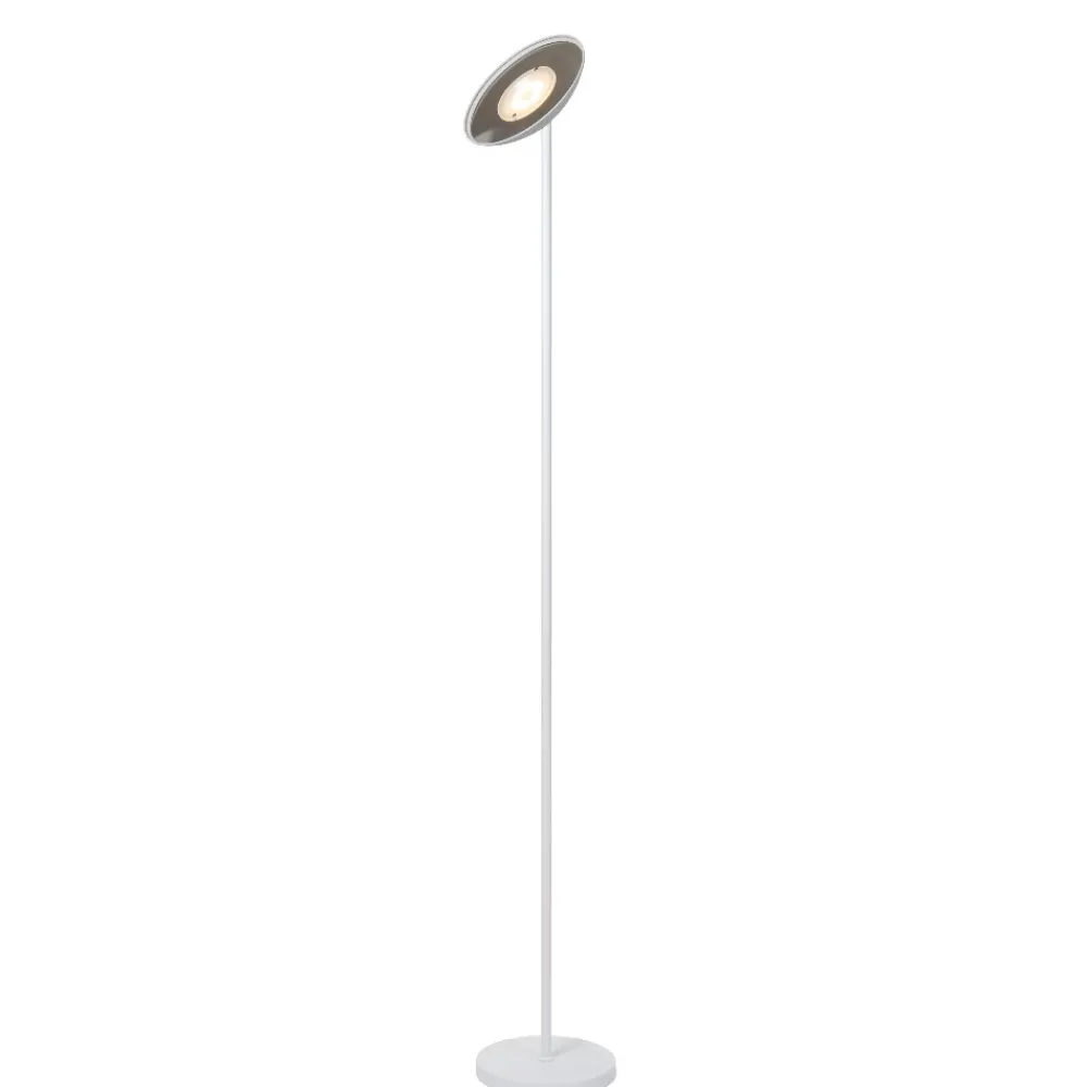 Lampade Da Terra-Selezionato da Mazzolaluce Piantana bianca a stelo led 20w 3000k dimmerabile parabola orientabile