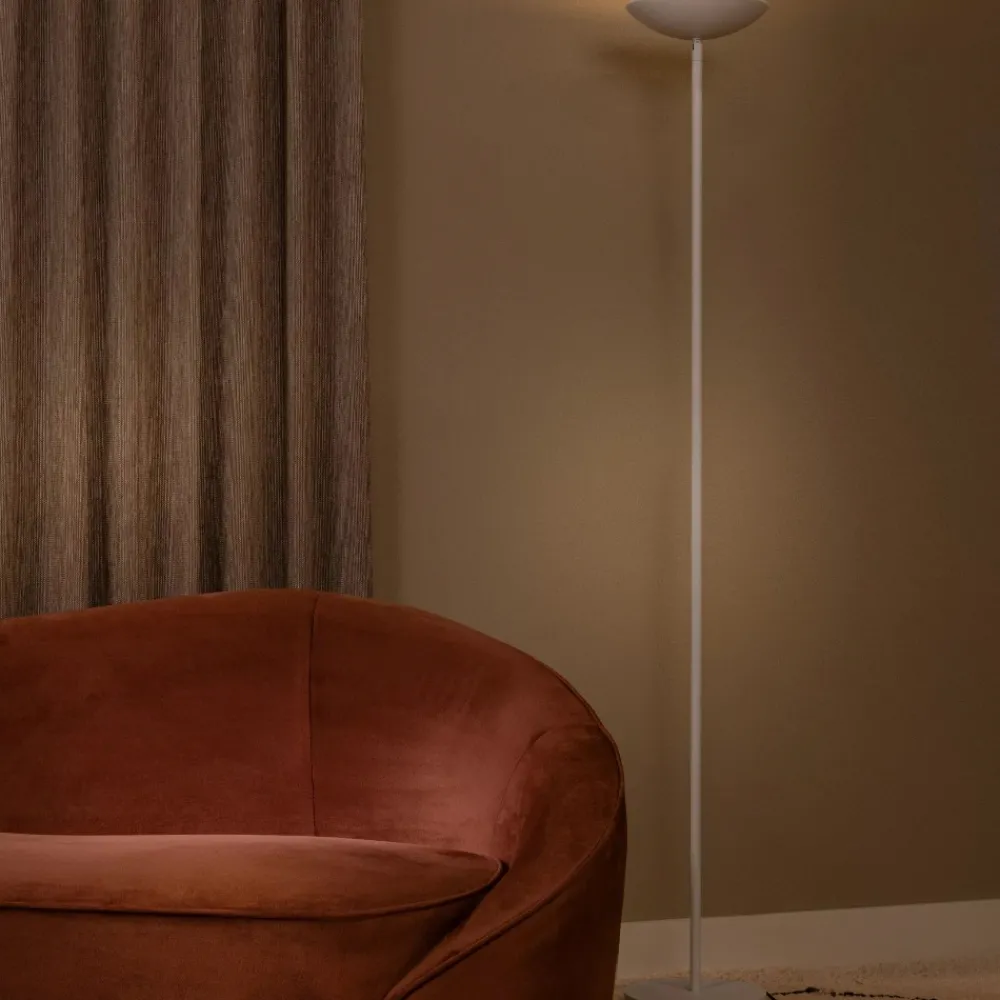 Lampade Da Terra-Selezionato da Mazzolaluce Piantana bianca a stelo led 20w 3000k dimmerabile parabola orientabile