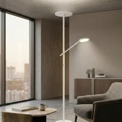 Lampade Da Terra-Fabas Luce Piantana bianca doppia luce led orientabile dimmerabile 3000k