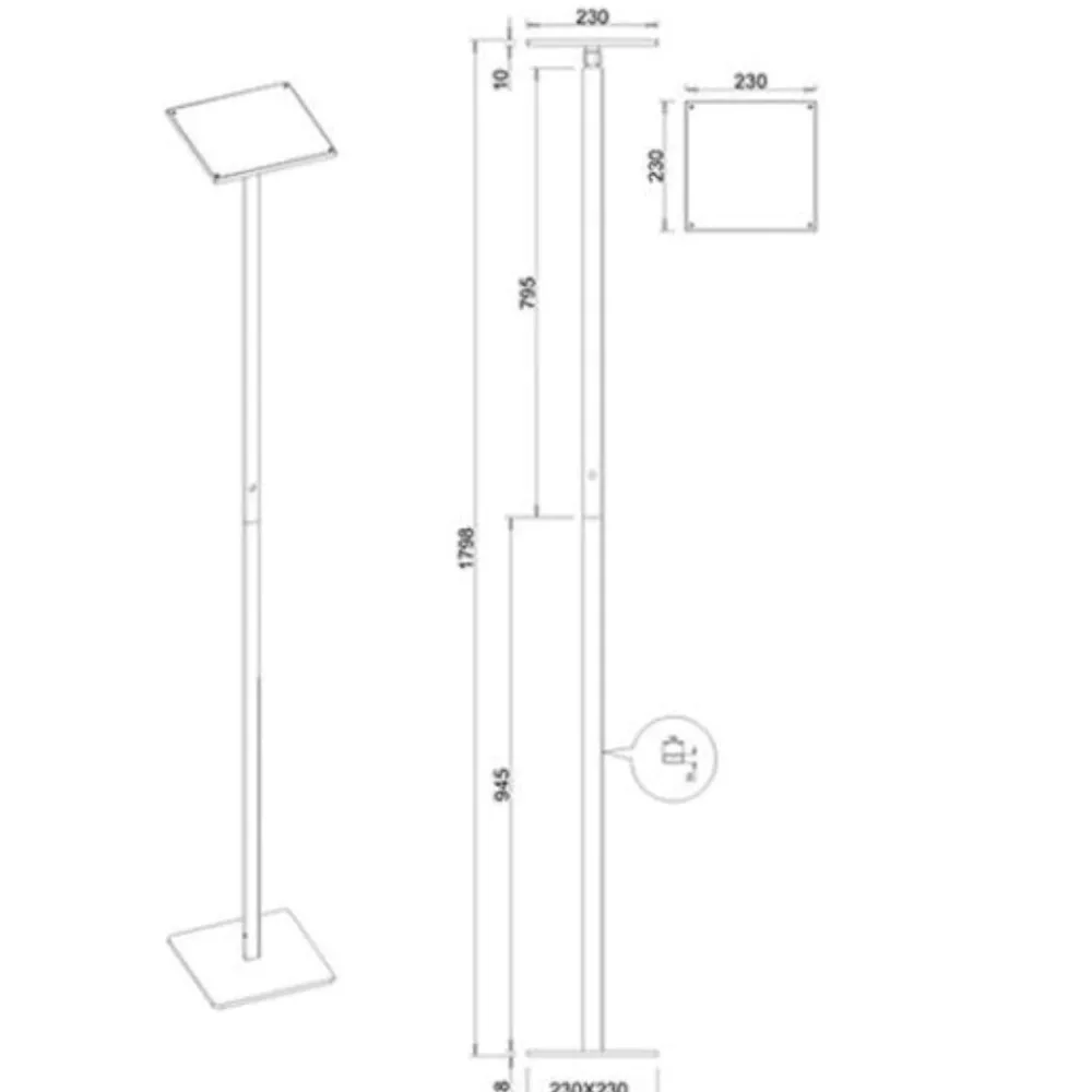 Lampade Da Terra-Fabas Luce Piantana bianca led dimmerabile 35w 3000k 4000k 5000k 6000k ideal