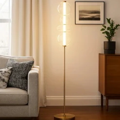 Lampade Da Terra-Perenz Illuminazione Piantana bubbles perenz oro stile contemporaneo led 36w 3000k