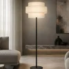 Lampade Da Terra-Selezionato da Mazzolaluce Piantana con paralume in tessuto iuta rustico