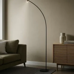 Lampade Da Terra-Selezionato da Mazzolaluce Piantana curva design moderna h251 cm nera da lettura per soggiorno