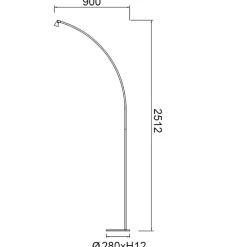 Lampade Da Terra-Selezionato da Mazzolaluce Piantana curva design moderna h251 cm nera da lettura per soggiorno