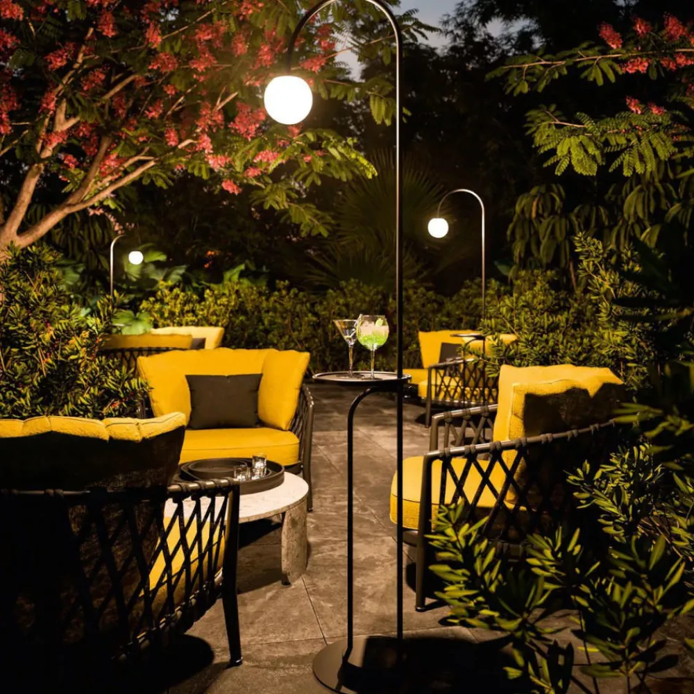 Lampade Da Esterno Giardino-Linea Light Piantana da esterno design ip65 nero sfera bianca led 3000k