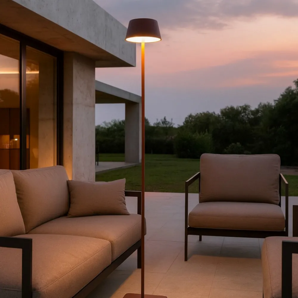 Lampade Da Esterno Giardino-Ideal Lux Piantana da esterno pure pt marrone