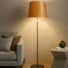 Lampade Da Terra-Selezionato da Mazzolaluce Piantana da salotto metallo nero paralume legno di ciliegio