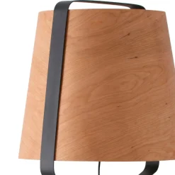 Lampade Da Terra-Selezionato da Mazzolaluce Piantana da salotto metallo nero paralume legno di ciliegio
