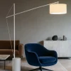 Lampade Da Terra-Selezionato da Mazzolaluce Piantana da terra bianca telescopica paralume in tessuto