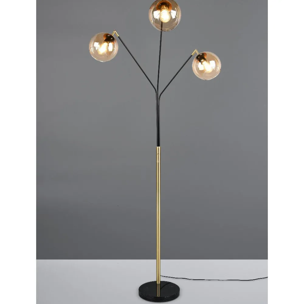 Lampade Da Terra-Selezionato da Mazzolaluce Piantana da terra contemporanea tre sfere vetro oro e nero
