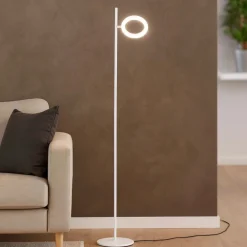 Lampade Da Terra-Gea Luce Piantana da terra gpi bianca led 3000k orientabile dimmerabile