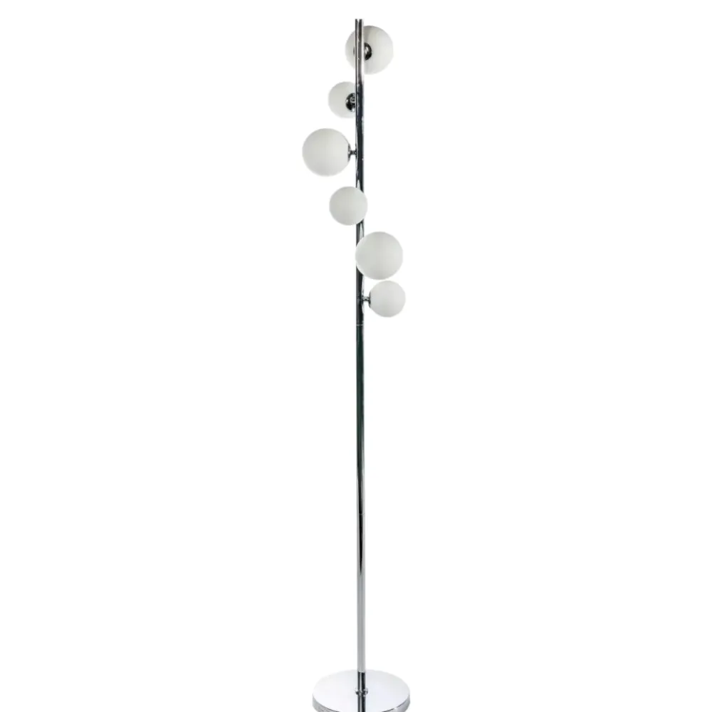 Lampade Da Terra-Selezionato da Mazzolaluce Piantana da terra moderna cromo sfere vetro bianco per soggiorno