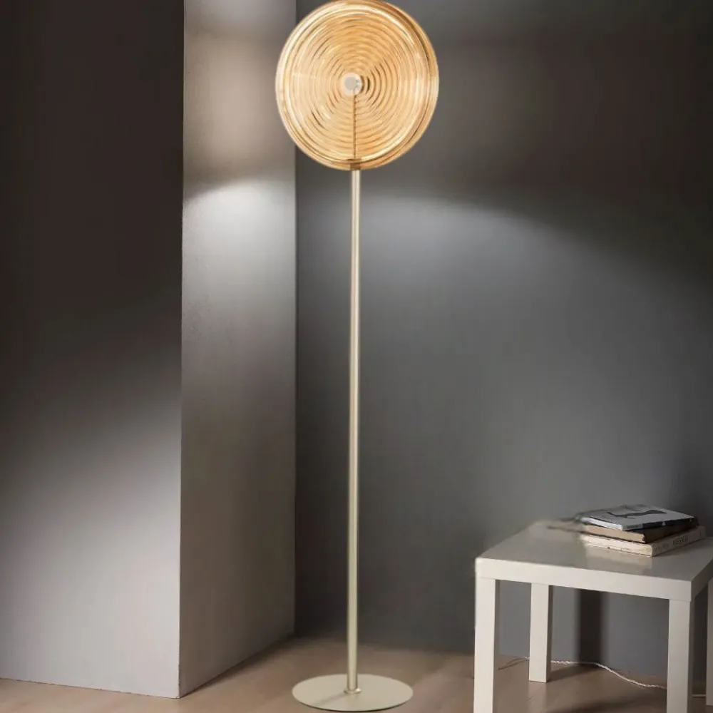 Lampade Da Terra-Ondaluce Piantana da terra moderna jokey vetro ambra led 3000k