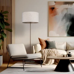 Lampade Da Terra-Selezionato da Mazzolaluce Piantana da terra moderna sabbia con paralume cilindro di tessuto beige