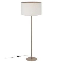Lampade Da Terra-Selezionato da Mazzolaluce Piantana da terra moderna sabbia con paralume cilindro di tessuto beige