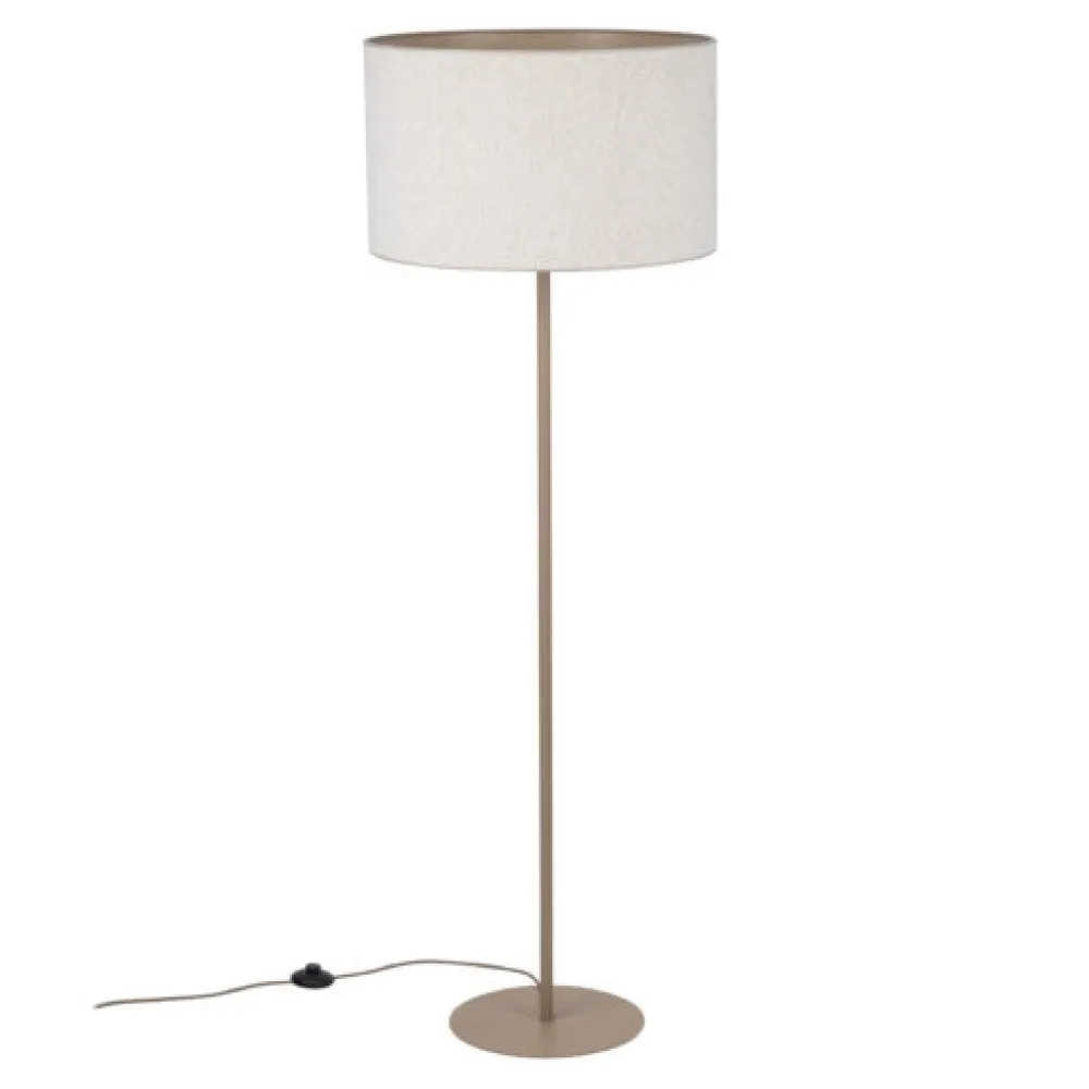 Lampade Da Terra-Selezionato da Mazzolaluce Piantana da terra moderna sabbia con paralume cilindro di tessuto beige