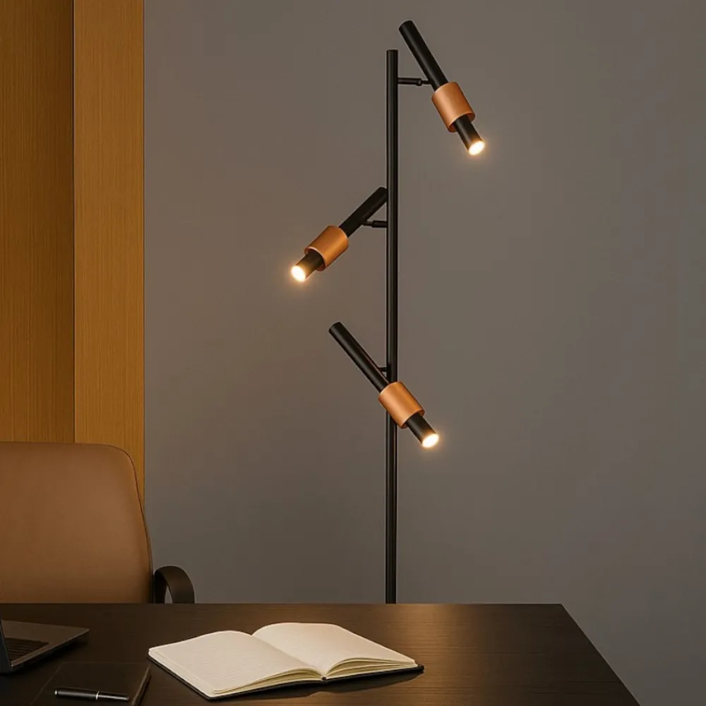 Lampade Da Terra-Selezionato da Mazzolaluce Piantana da terra orientabile 3 led 2300k 3000k 4000k nero e bronzo