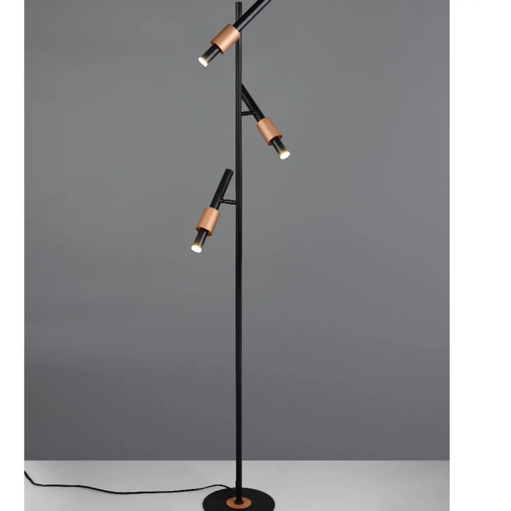 Lampade Da Terra-Selezionato da Mazzolaluce Piantana da terra orientabile 3 led 2300k 3000k 4000k nero e bronzo